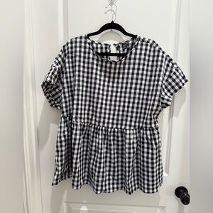 NWOT SHEIN Curve Monochrome Checkered Blouse